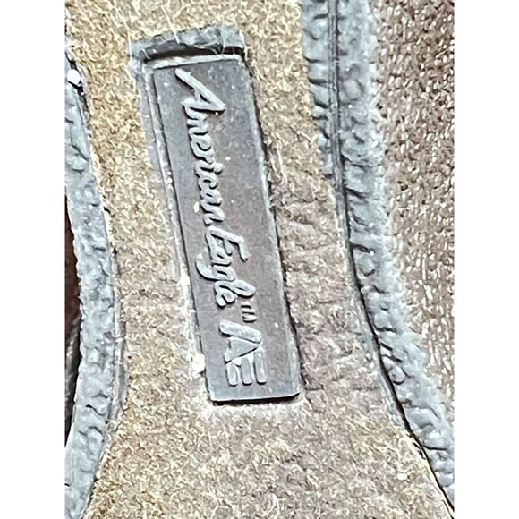 American Eagle Faux Suede Brown Wedge Boots With Faux Fur Lining Size 9 - Picture 4 of 15